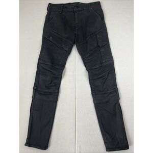 G Star Raw Men's Airblaze 3D Skinny Jeans Black Wax Denim 33x32 Cargo Zip Biker